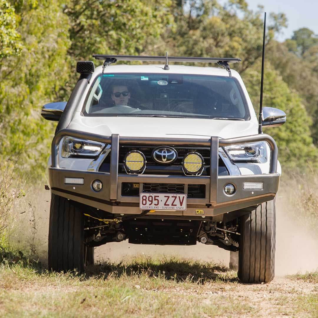 Toyota Hilux TJM Outback bull bar has classic styling with premium features, the TJM Outback bull bar delivers unparalleled frontal protection for your Hilux.